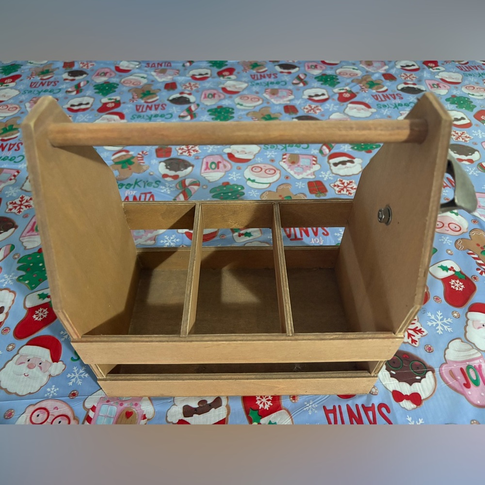 Wooden 6 Pack Beverage Holder with Opener